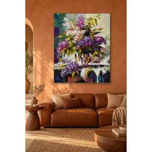 Impression sur toile de lilas violets Fida dans un vase en verre - Product Image 4