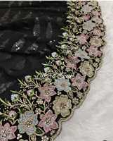 Georgette de vente chaude avec des paillettes et du travail de pierre Saree approvisionnement en gros d'usine de l'Inde à des taux bon marché