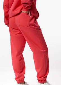 Qualité supérieure Établi Coupe Décontractée Jogger Corail Rouge 100% Coton Polaire Tissu Gym Porter Des Pantalons De Survêtement Pantalons Pour Femmes - Product Image 4