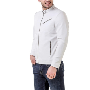 Veste en cuir personnalisée avec logo de transfert de chaleur pour hommes veste en cuir de moto décontractée à fermeture éclair amovible pour hommes vestes en cuir classiques à vendre - Product Image 2