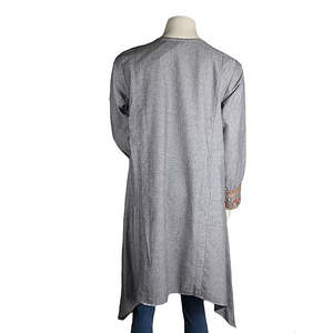 คุรตีทรงเอปักลายสำหรับผู้หญิง - สีเทาอ่อน - สีเทาอ่อน - Product Image 4