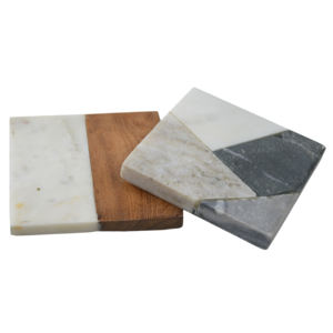 Dessous de verre carrés en marbre Idéal pour la décoration intérieure Décor d'hôtel et de restaurant avec pierre de finition plaquée or, sous-verres - Product Image 3