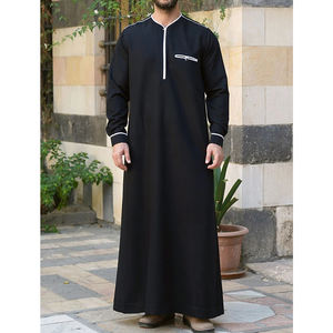 Jubba Thobe Islámica para Hombre, Personalizada, Talla Grande, Ligera, Transpirable, Lisa, Informal, Larga hasta el Tobillo, Manga Larga, para Eid y Ramadán - Product Image 1