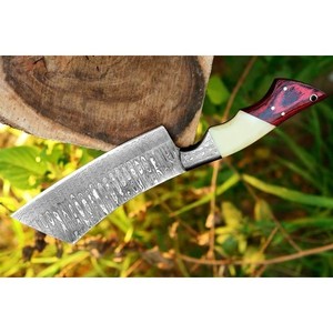 Cuchillo de cocina de acero damasco profesional al por mayor con mango de madera y hueso característica afilada de alta calidad - Product Image 4