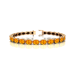 Pulsera de Tenis de Oro de 14K Más Vendida con Gema de Citrino Amarillo Ovalado Natural, Estilo Clásico para Bodas y Fiestas - Product Image 1