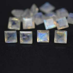 Limited Stock <b>Rainbow</b> Moonstone Faceted Loose Gemstone Square Cut Cabochon Calibrated Size Natural for Jewelry Making - Product Image 1