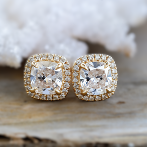 Pendientes de Diamantes VVS, Oro Amarillo de 14k, Corte Cojín, Certificados por IGI, Cultivados en Laboratorio, RB GEMS, Clásicos para Mujer - Product Image 2