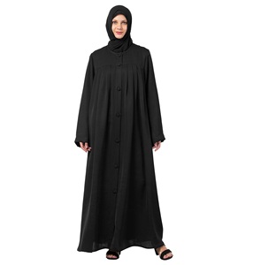 Robes de créateur pour femmes Naqab à manches longues et boutons Burkha Style ethnique solide Hijab traditionnel islamique à la mode Abaya de Dubaï - Product Image 1