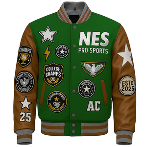 Chaqueta universitaria personalizada de alta calidad para hombre, cuerpo de lana de primera calidad, ropa de calle de moda Vintage con manga de cuero Letterman Bomber - Product Image 1