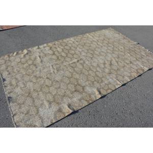 Tapis en laine turque vintage Beige moderne 4 'x 8.6' tissage plat Patchwork motif Latex soutenu tapis de salon pour les décorations pour la maison - Product Image 4