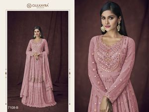 Traje étnico indio de Georgette para mujer, conjunto de Sharara, Dupatta, papel de aluminio bordado, traje Salwar para mujer india - Product Image 4