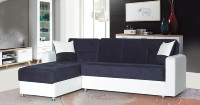Ensemble de canapé-lit d'angle en forme de L moderne avec revêtement en tissu, design ergonomique confortable pour salon et hôtel