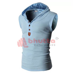 Factory Wholesale <b>Men's</b> Slim Fit <b>Sleeveless</b> Hoodies Custom Sports Fitness Casual Wear for Summer Knitted Plus Size Hoodies - Product Image 2