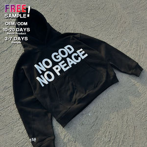 Personalizado completo de diamantes de imitación pulóver Sudadera con capucha de lana de peso pesado serigrafía Logo de gran tamaño de invierno ácido lavado hombres 100% algodón - Product Image 4