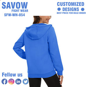 Sweat-shirts à capuche décontractés d'hiver pour femmes, vente en gros, pulls en coton surdimensionnés, vestes zippées en polaire personnalisables de haute qualité - Product Image 5