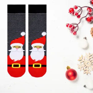 Cozy and Cute Santa Claus and Circle Patterned Ankle <b>Socks</b> Breathable <b>Warm</b> Striped Heart Design for Winter One Size Fits All - Product Image 1