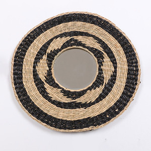 Miroir décoratif de salle de bain en herbe de mer écologique, cadre en raphia, miroirs flexibles, MOQ et logo personnalisables - Product Image 5