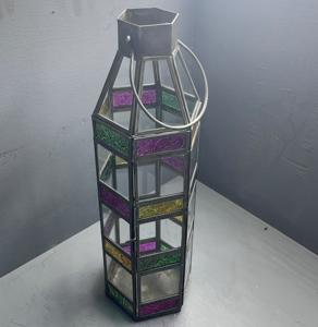 Farol de Vela para Decoración del Hogar, Hecho a Mano, Multicolor, de Hierro y Vidrio - Product Image 3