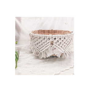 Panier en macramé fait main en coton de qualité industrielle, conçu dans un style artistique pour les magasins de proximité, disponible en tailles personnalisées - Product Image 2