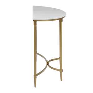 Elegante Mesa Consola de Mármol Blanco Media Luna con Patas Doradas, Diseño Moderno y Lujoso para la Entrada - Product Image 1