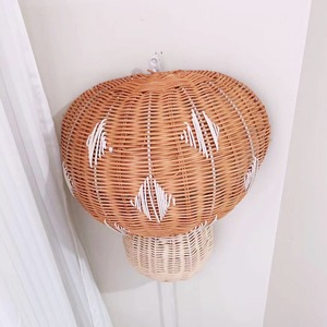 Hot Selling Rattan Mushroom Wall Hanging Lamp <b>for</b> Baby Nursery Bedroom <b>Night</b> <b>Light</b> Wholesale Cute Wall-mount Lamps - Product Image 4