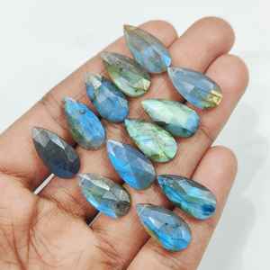 Lote de cuentas de corte de rosa de labradorita Premium, 10 piezas, piedras preciosas de 21x11 MM de Corte Lateral llamativo múltiple para hacer joyas, regalo para ella - Product Image 5