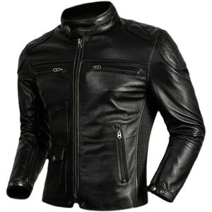 Chaqueta de cuero auténtica 100% de alta calidad para hombre, logotipo personalizado, diseño elegante, transpirable, impermeable, a prueba de viento, chaqueta de moto - Product Image 1