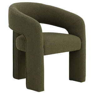 Chaise de salle à manger moderne en fausse fourrure, fauteuil Sherpa, siège d'appoint vert pour salle à manger, cuisine, réception - Product Image 2
