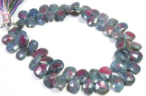 ลูกปัดเพชรสังเคราะห์สีเขียวชมพูขนาด10-11มม. ลูกปัดลูกแพร์ทับทิม zoisite ธรรมชาติ8 "เส้นทับทิม zoisite สวยงาม! - Product Image 5