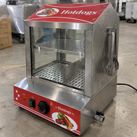 Armoire chauffante pour hot-dogs à température réglable, 27L, 500W, en acier inoxydable, avec vitrine vapeur pour restaurants et traiteurs