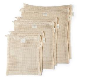 Sacs en maille de coton réutilisables lavables biodégradables recyclables écologiques avec filet de produit d'impression d'écran de logo personnalisé - Product Image 4