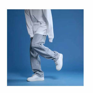 K-tnew กางเกงยีนส์ขาตรงสไตล์ญี่ปุ่นสำหรับผู้ชายกางเกงยีนส์ทรงหลวมระบายอากาศได้ดี - Product Image 1