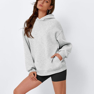 Sweat à capuche unisexe en molleton épais 100 % coton pour femme, coupe classique, logo personnalisé, respirant, épaules tombantes, design uni, collection Printemps - Product Image 5