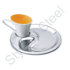 Decorative Tray Serving Tray With <b>Cup</b> <b>Stainless</b> <b>Steel</b> Best Quality Metal Serving Tray Restaurant and Home - Product Image 1
