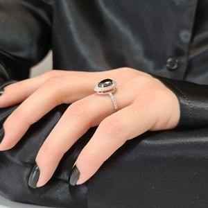 แหวนหมั้นเพชรโมอิสสีดำ925เงิน9K 10K 14K ทอง18K แหวนสัญญาแต่งงานเครื่องประดับที่ดีสำหรับผู้หญิง - Product Image 4