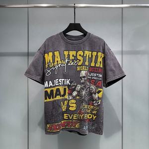 T-shirts en tricot 100% coton surdimensionnés pour hommes, lavage à l'acide, 300 grammes, style streetwear, impression intégrale, vêtements de fabricant - Product Image 3