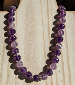 Collar de mujer de moda de agua dulce 925 de plata de 18 pulgadas de alta calidad con diseño anudado a mano cuentas de piedra de amatista Natural - Product Image 1