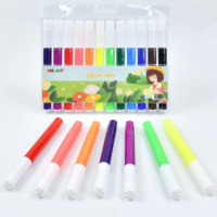 Ensemble de 12 marqueurs à eau pour enfants, couleurs variées, non toxiques, à base d'eau, pointe feutre, pour dessin, OEM ODM, logo personnalisé, papeterie