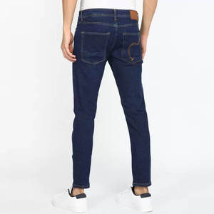 Jeans en denim bleu foncé à coupe régulière de couleur unie tendance pour hommes Vente en gros Jeans en denim classiques élégants pour hommes Pantalons - Product Image 2