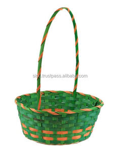 Cesta de Almacenamiento de Pascua Ecológica de Bambú Verde y Rojo Natural Hecha a Mano por Sisu Handicraft - Product Image 3