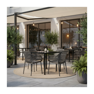 Table en fer auto-nivelante noire 4 places 60*60 pour usage extérieur - Product Image 2