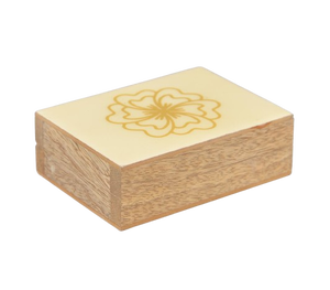 Boîte décorative en bois artisanale avec dessus en résine florale gravée à l'or, organisateur de bijoux de luxe, coffre à souvenirs, artisanat indien - Product Image 1