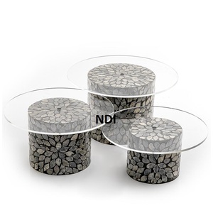 Soporte para servir pasteles de nácar con tapa de cristal para decoración de mesas de hotel, accesorios para fiestas de bodas. - Product Image 4