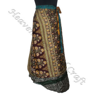 Falda Envolvente Mágica Multidesgaste Vintage Sari Faldas 2 Capas Reversible Seda Mágica Saris Envoltura Falda Larga Seda Envolvente Larga - Product Image 6