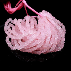 Cuentas de forma cuadrada Heishi de cuarzo rosa natural Cuentas de piedras preciosas lisas de cuarzo rosa de 4-6mm a precio de fabricante de India a granel 16" - Product Image 4