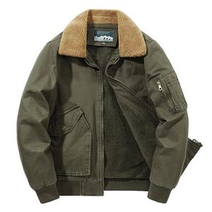 Manteau d'automne et d'hiver pour hommes, parka tendance pour les affaires et les loisirs, cuir et toile de mouton, style bombardier d'extérieur - Product Image 5
