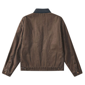 แจ็กเก็ตทำงานสำหรับผู้ชายผ้าแคนวาสแบบ100% มีฮู้ดคอตั้งสำหรับฤดูหนาว - Product Image 2