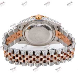 นาฬิกาควอตซ์สีโรสโกลด์สุดหรูรุ่นลิมิเต็ด, นาฬิกาหน้าปัดไม่ซ้ำใครขนาด36มม. นาฬิกาข้อมือแสดงวันที่อัตโนมัติด้วยเพชรโมอิส - Product Image 5