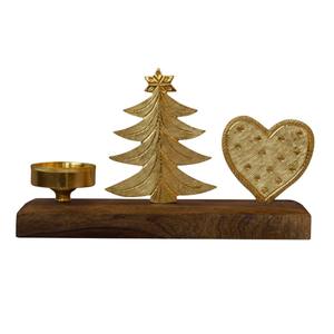 Wholesale Modern Black Metal <b>Christmas</b> <b>Tree</b> <b>Candle</b> Holder With Natural Wooden Base Festive Tabletop Home Decor Gift - Product Image 2