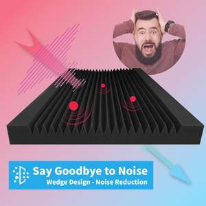 Panneaux acoustiques en mousse de polyuréthane haute densité noire, design en forme de coin, 48 pouces x 24 pouces x 2 pouces, modèle insonorisant pour mur/plafond - Product Image 6